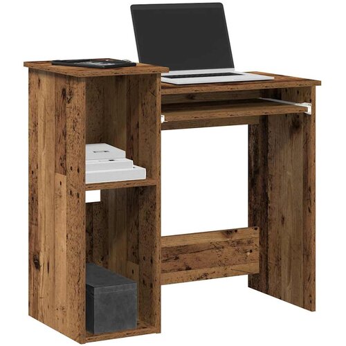 vidaXL Pisalna miza s policami starinski les 84x40x78 cm inž. les Cene