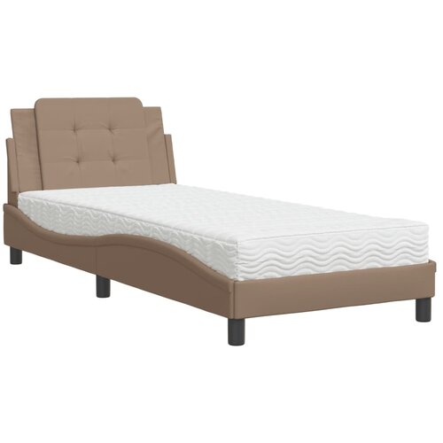 vidaXL Postelja z vzmetnico kapučino 100x200 cm umetno usnje, (21111502) Cene