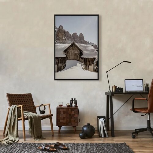  Slika - Winter in the Dolomites (1 Part) Vertical 40x60 U crnom drvenom okviru Slike