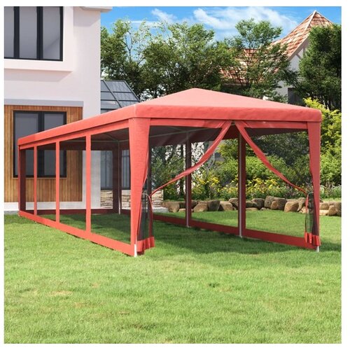  Vrtni &scaron;otor z 10 mrežastimi stranicami rdeč 3x12 m HDPE Cene