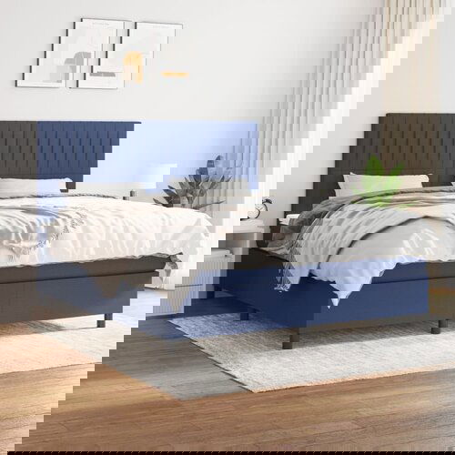 VidaXL Krevet s oprugama i madracem plavi 180x200 cm od tkanine Slike