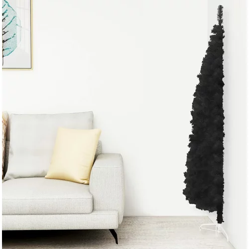 vidaXL tanka umjetna polovica božićnog drvca sa stalkom crna 240 cm