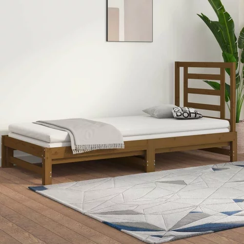  Izvlečna dnevna postelja medeno rjava 2x(90x200) cm borovina, (20725075)