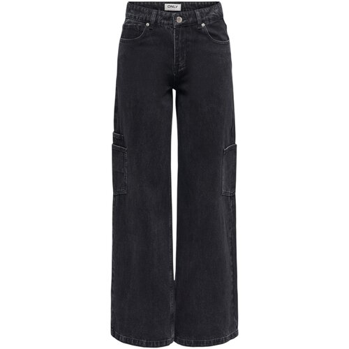Only Kavbojke bootcut Onlkira Reg Wide Cargo Dnm Mae 15352422 Črna Slike