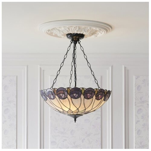 Endon 111872 - Luster na lancu Tiffany HUTCHINSON 3xE27/60W/230V, prečnik 50 cm Slike