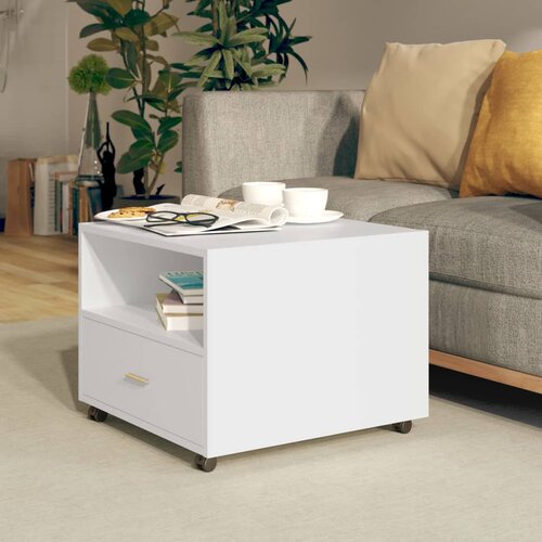 vidaXL Klubska mizica bela 55x55x40 cm konstruiran les Cene