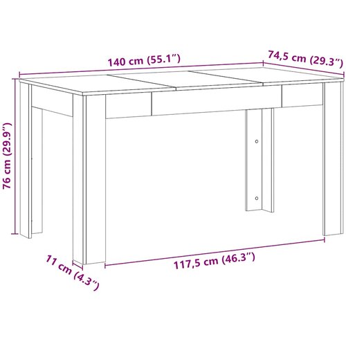  Blagovaonski stol Artisan hrast 140x74,5x76 cm izrađeno drvo Slike