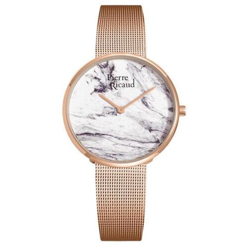 Pierre Ricaud ženski quartz belo,sivi roze zlatni elegantni ručni sat sa roze zlatnim pancir kaišem Slike