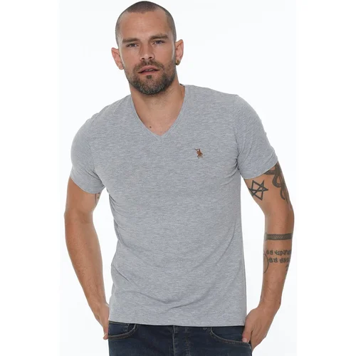 Dewberry T8568 V-NECK MEN'S T-SHIRT-GREY