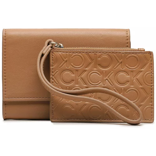 Calvin Klein Majhna ženska denarnica Re-Lock Bifold & Cardholder Sm K60K611092 Brown Sugar GQ4