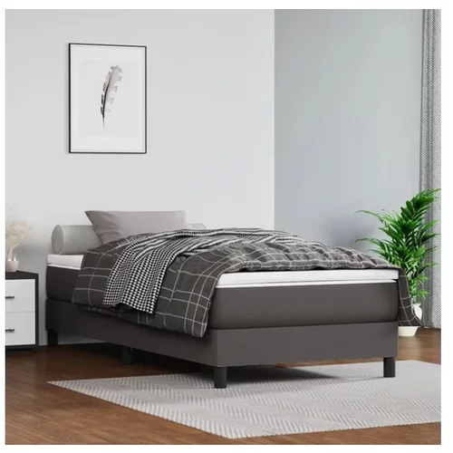 Box spring postelja z vzmetnico siva 90x200 cm umetno usnje