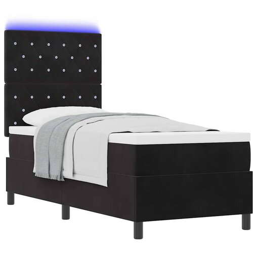  LED Box Spring Krevet s madracem Crna 80 x 200 cm Bar&amp;scaron;un Slike