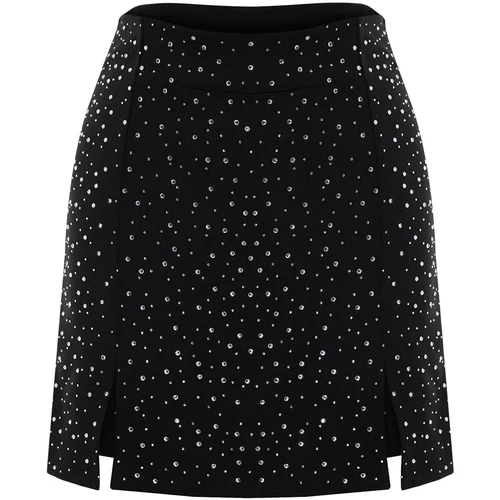 Trendyol Black Shiny Jewelled Shorts Skirt