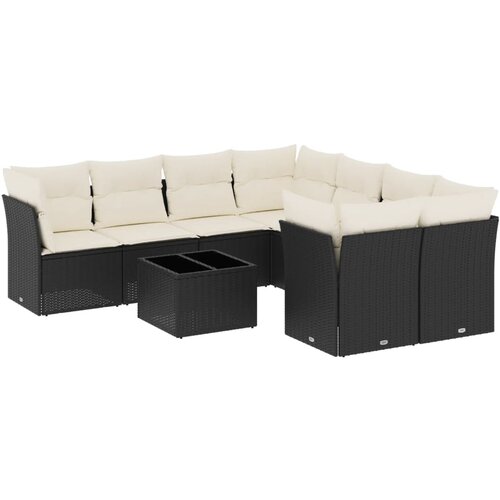 vidaXL 9-dijelni set vrtnih sofa s jastucima crni od poliratana Cijene