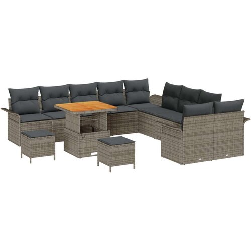  Set za vrt od 13 dijelova s jastucima Siva Poli Rattan  2-sjedalna sofa s jastucima Siva Poli Rattan  Set za vrt od 3 dijela s j Cijene