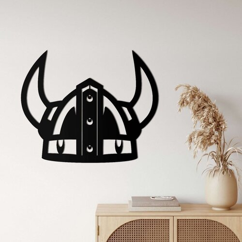 Wallxpert metalni zidni ukras 5255, vikin&scaron;ki &scaron;lem sa rogovima, 61 x 75 cm, crni Cene