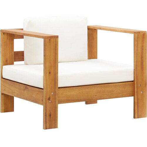 The Living Store Vrtni stol z blazino krem trden akacijev les - Vrtni Stol, (21471765) Slike