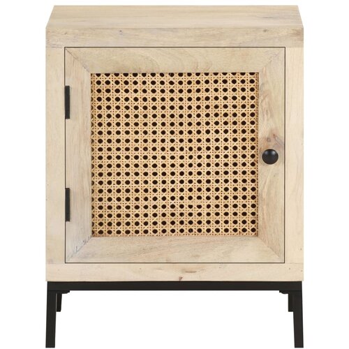 Maison Chic Nočna omarica - Nočna miza 40x30x50 cm trden mangov les in naravni trst, (21687402) Slike