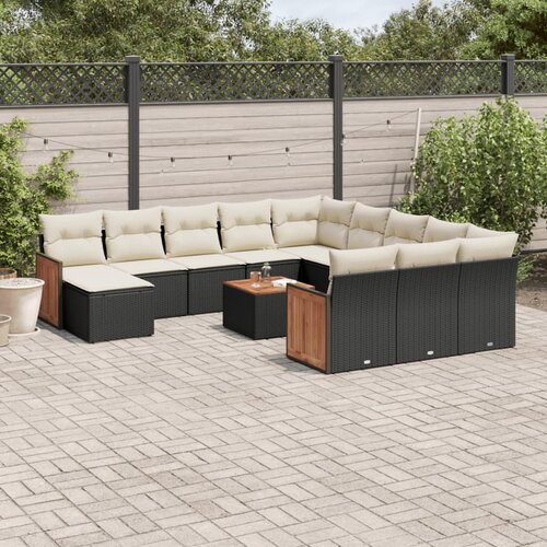  13-dijelni set vrtnih sofa s jastucima poliratan crni Cijene