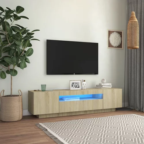 vidaXL TV omarica z LED lučkami sonoma hrast 160x35x40 cm