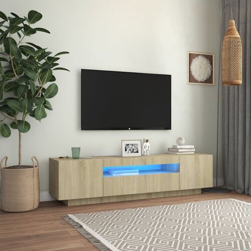 vidaXL TV ormarić s LED svjetlima boja hrasta sonome 160 x 35 x 40 cm Cijene