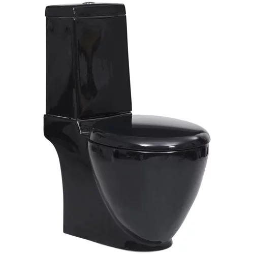 vidaXL keramička okrugla toaletna školjka s protokom vode crna
