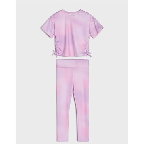 Sinsay Tie-dye komplet: nabrana majica s vezicama i tajice Slike