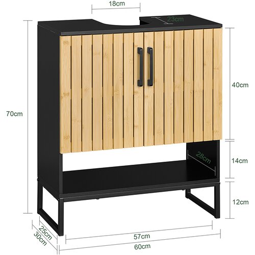 SoBuy Nizka omarica za varčevanje s prostorom z bambusovimi vrati in nastavljivimi policami kovinske noge 30x30x90 cm, (5000017149) Cene