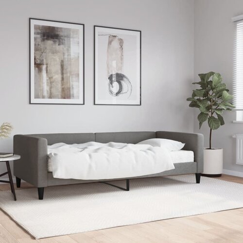 VidaXL Dnevna postelja z vzmetnico temno siva 90x190 cm blago Slike