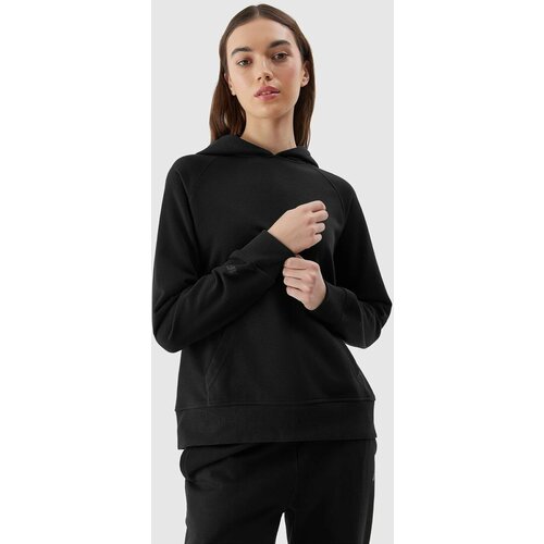 4f Women's sweatshirt without fastening and hooded - black Slike