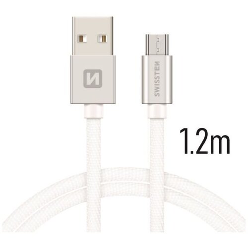 Swissten kabel USB/microUSB, platneni, 1.2m, srebrni Cijene