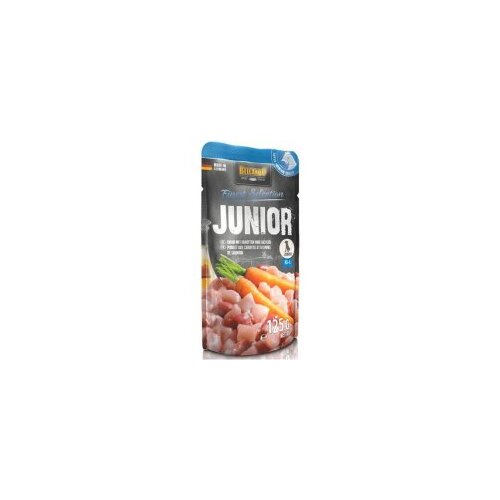 Belcando Vlažna hrana za &amp;scaron;tence u kesici, kompletan obrok, Finest Selection Junior, piletina sa &amp;scaron;argarepom i lososovim uljem, 125g Slike