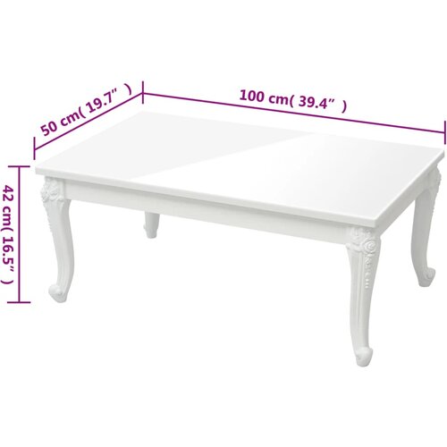  Stolić za kavu sjajni bijeli 100 x 50 x 42 cm konstruirano drvo Slike