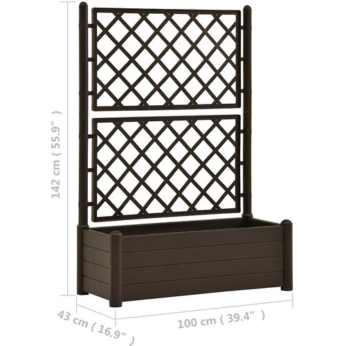 Vrtna sadilica s re&amp;scaron;etkom 100 x 43 x 142 cm PP boja kave Slike