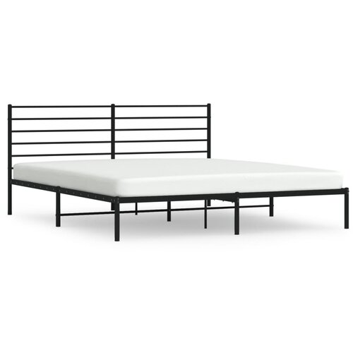 Maison Chic Kovinski Posteljni okvir - Dvoposteljna postelja - Zakonska postelja z vzglavjem črn 183x213 cm, (21693265) Slike