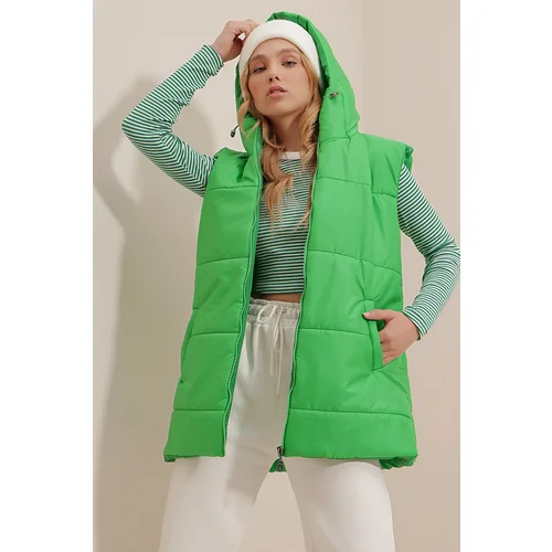 Trend Alaçatı Stili Vest - Green - Puffer