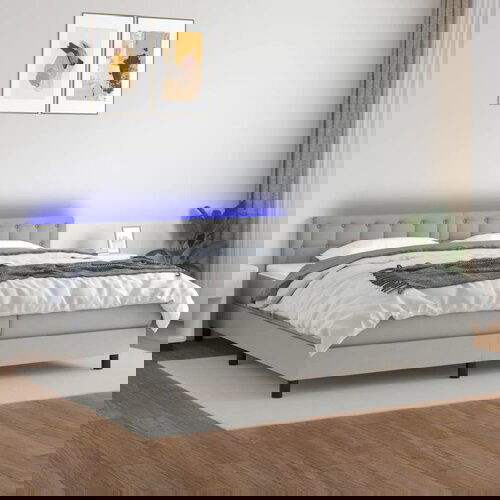 The Living Store Box spring postelja z vzmetnico LED sv. siva 200x200 cm blago - Box Spring Postelja, (21517615) Slike