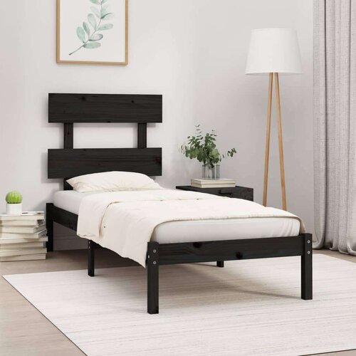  Posteljni okvir črn iz trdnega lesa 100x200 cm, (20643758) Slike