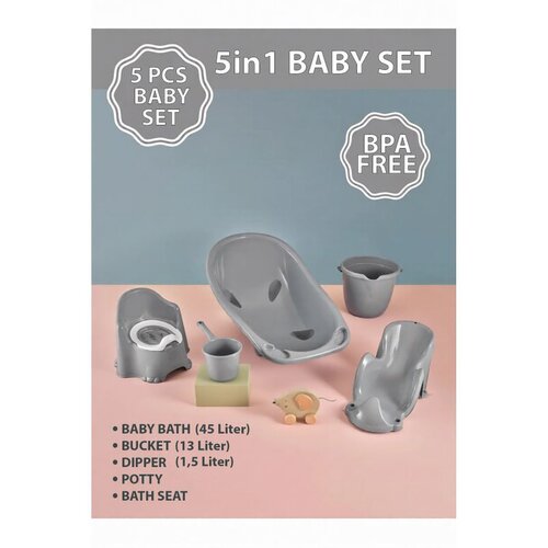 WALLXPERT Bl-12019 - Sivi set za kupanje beba (5 komada) Cene