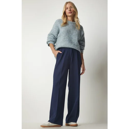  Women's Navy Blue Palazzo Pants with Pocket