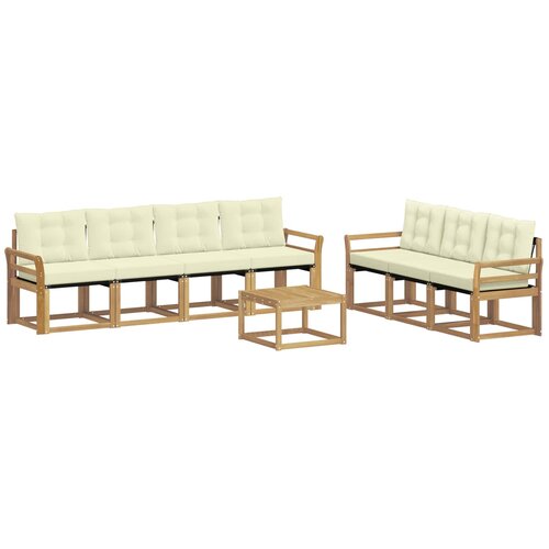 vidaXL Zunanja garnitura za sedenje z blazino 8 pcs Bela in krem, (5000280093) Cene