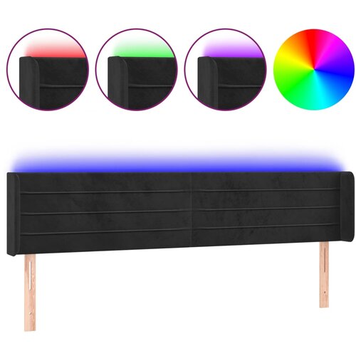 Maison Chic LED Posteljno vzglavje - Vzglavna omarica - Nočna omarica črno 163x16x78/88 cm žamet, (21709659) Slike