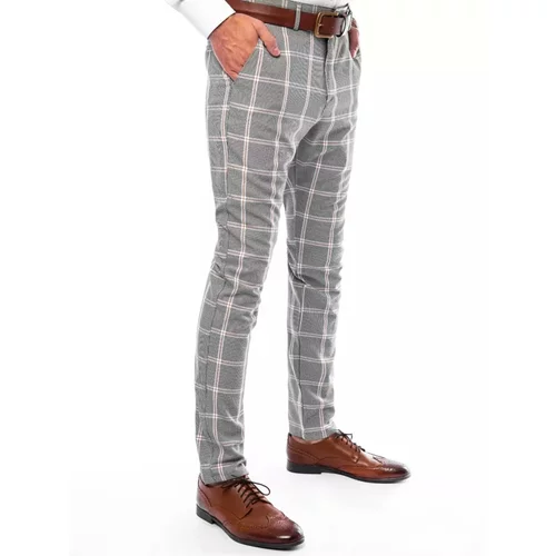 DStreet Light gray UX3704 checkered men's chino trousers