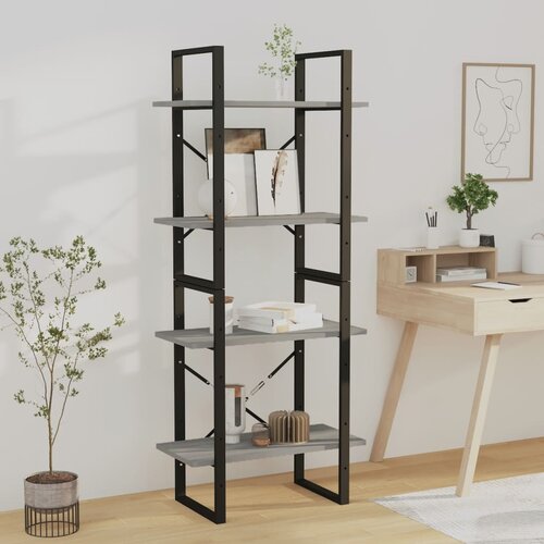 vidaXL Knjižna omara 4-nadstropna siva sonoma 60x30x140 cm konstr. les Cene