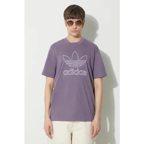 Adidas Bombažna kratka majica Trefoil Tee moška, vijolična barva, IR7992