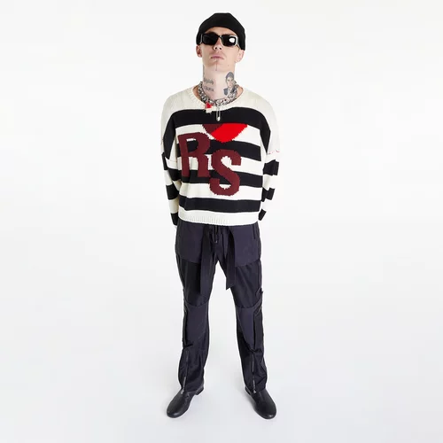 Raf Simons Loose Fit Cropped Wool Jacquard Rs Sweater