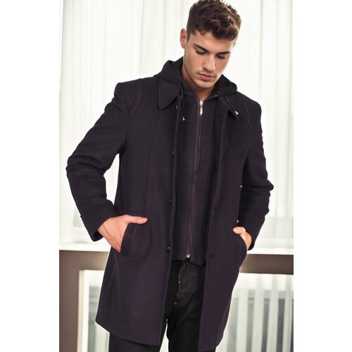 Dewberry PLT8335 MEN&amp;#039;S COAT-PATTERNED NAVY BLUE 2 Slike