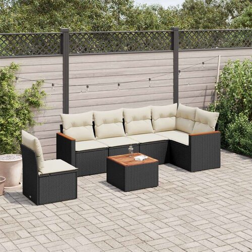  7-dijelni set vrtnih sofa od poliratana s jastucima crni Cijene