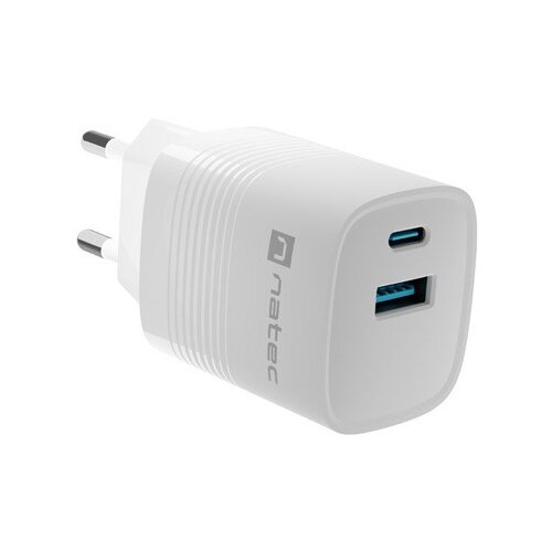 Natec RIBERA GAN CHARGER 1X USB-A + 1X USB-C 30W WHITE Slike