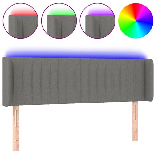 Maison Chic led posteljno vzglavje - vzglavna omarica - nočna omarica temno sivo 147x16x78/88 cm blago, (21710238) Slike